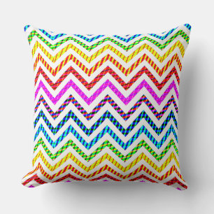 Wild Rainbow Chevron Pattern Throw Pillow