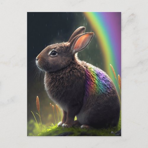 Wild Rainbow Rabbit Postcard