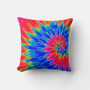 Wild Rainbow Spiral Tie Dye Pillow