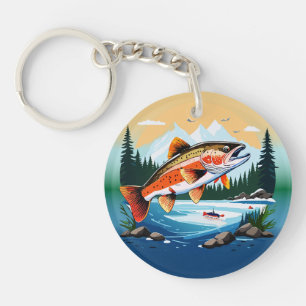Wild Rainbow Trout Rocky Mountain Stream Keychain