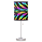 Wild Rainbow Zebra Glitter Stripes Animal Print Table Lamp (Left)