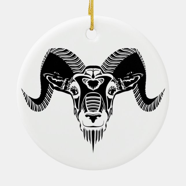 wild ram ceramic ornament (Back)