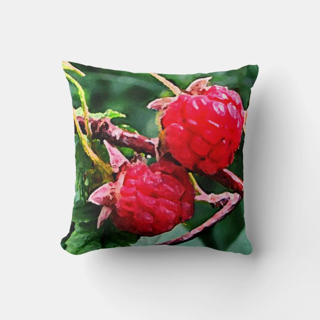 Wild Raspberries Throw Pillow (Front)
