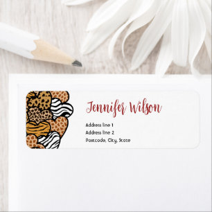Wild Red Animal Print Hearts Valentine's Day Label