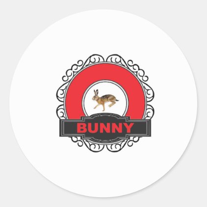 wild red bunny classic round sticker