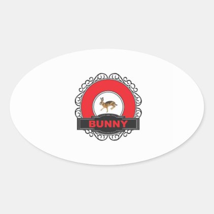 wild red bunny oval sticker