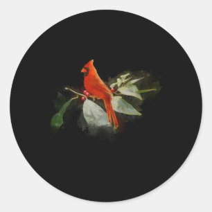Wild Red Cardinal Bird Classic Round Sticker