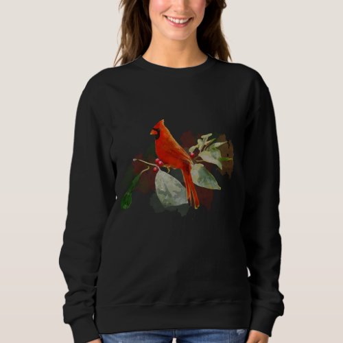Wild Red Cardinal Bird Long Sleeve Sweatshirt
