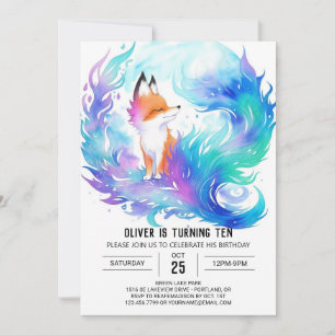 Wild Red Fox Wonderland Birthday Invitation
