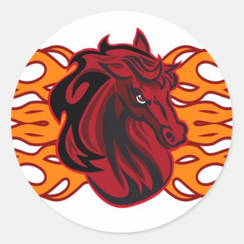 Wild red mustang horse classic round sticker