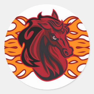 Wild red mustang horse classic round sticker