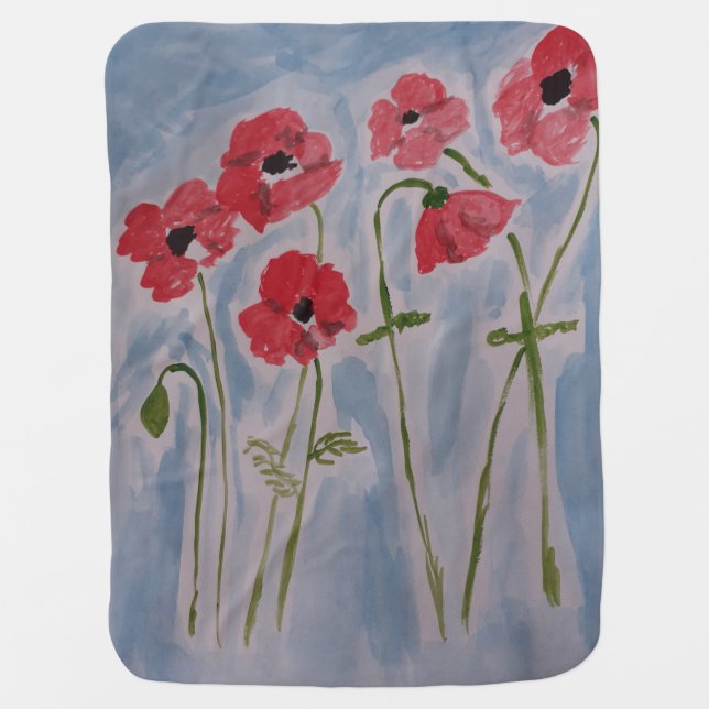 Wild Red Poppies Baby Blanket (Front)