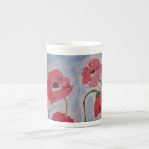 Wild Red Poppies Bone China Mug
