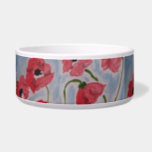 Wild Red Poppies Ceramic Pet Bowl<br><div class="desc">Beautiful wild red poppies dance in a warm breeze in the cottage garden. Against the background of a flawless blue sky, the vivid red petals, black centers and sap green stems and leaves create a colorful, charming summer floral design. Enjoy the beauty of the wild red poppies every day when...</div>