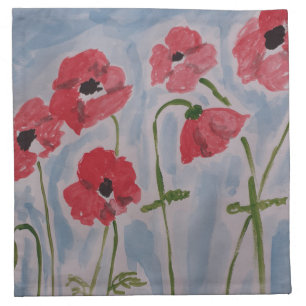Wild Red Poppies Cloth Napkin