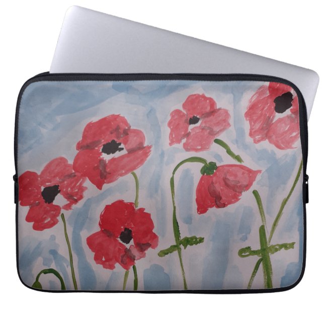Wild Red Poppies Electronics Bag (Front)