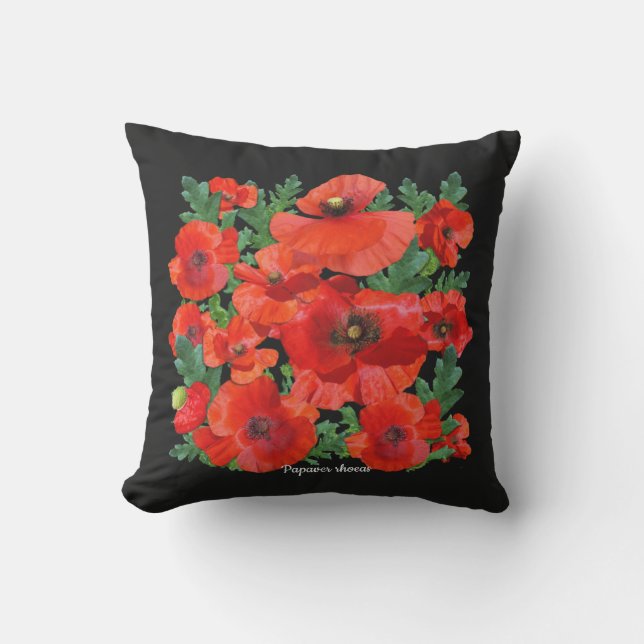Wild Red Poppies Outdoor Pillow (Front)