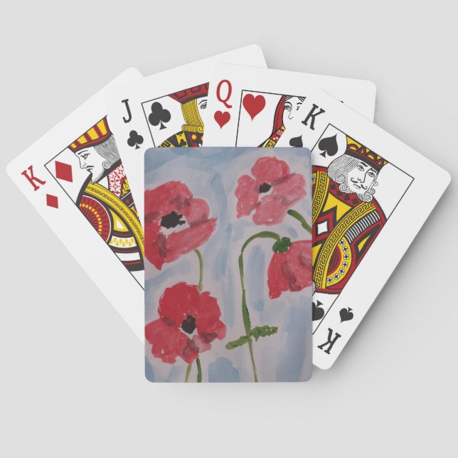 Wild Red Poppies  Poker Cards (Back)