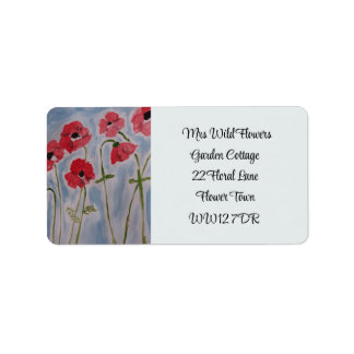 Wild Red Poppies Return Address Label