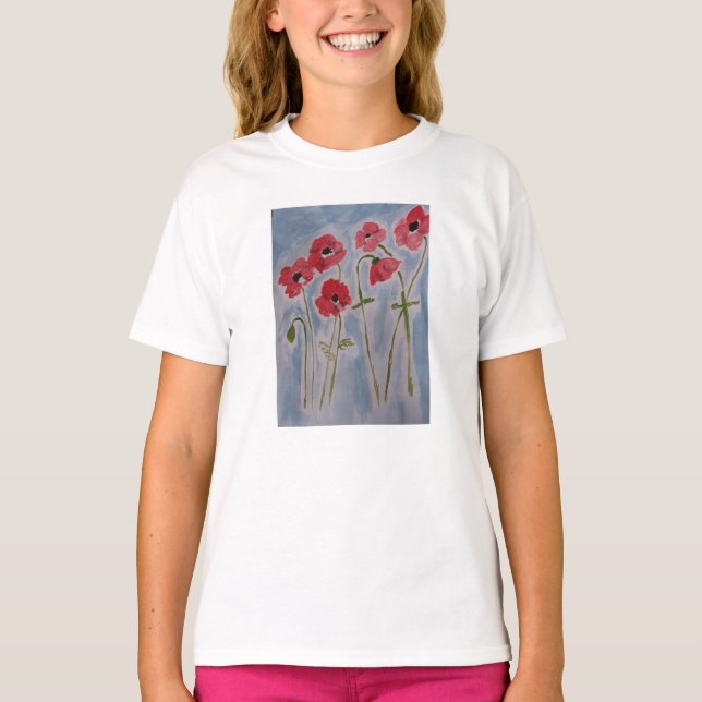 Wild Red Poppies T-Shirt (Front)