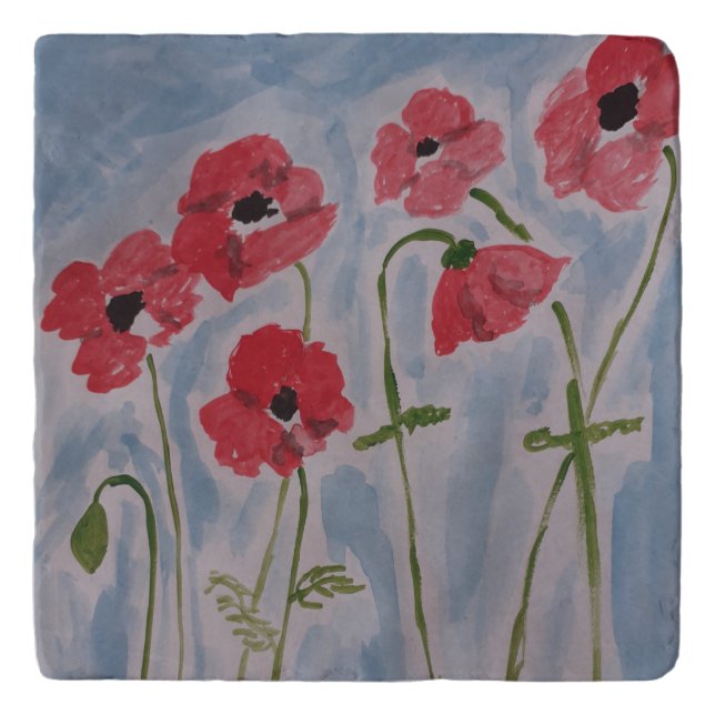 Wild Red Poppies Trivet (Front)