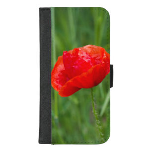 Wild red poppy flower iPhone 8/7 plus wallet case