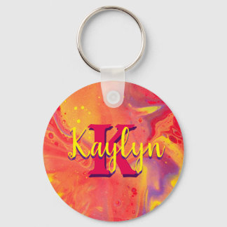 Wild Red Purple Acrylic Flow Art Keychain