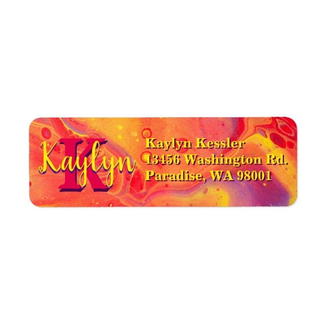 Wild Red Purple Acrylic Flow Art Label (Front)