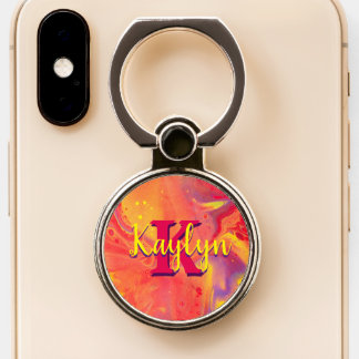 Wild Red Purple Acrylic Flow Art Phone Ring Stand