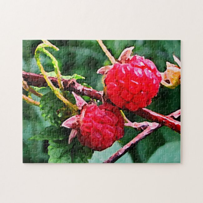 Wild Red Raspberries Jigsaw Puzzle