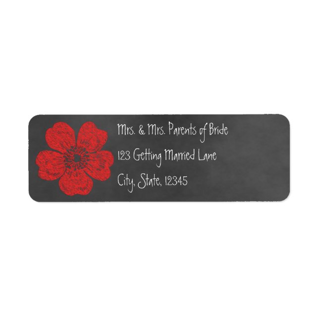 Wild Red Roses Chalkboard Label (Front)