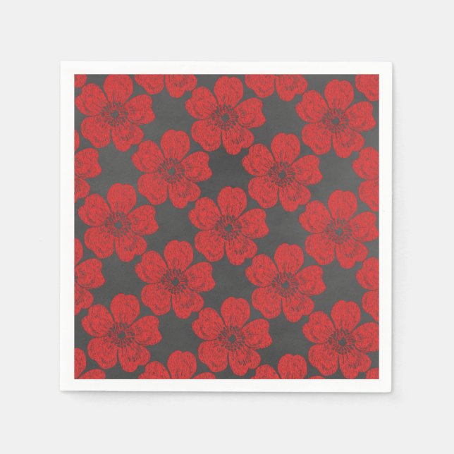 Wild Red Roses Chalkboard Napkins (Front)