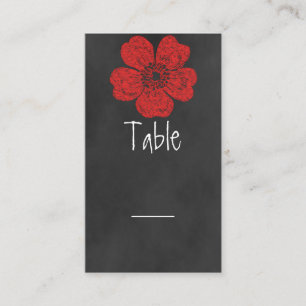 Wild Red Roses Chalkboard Table Card