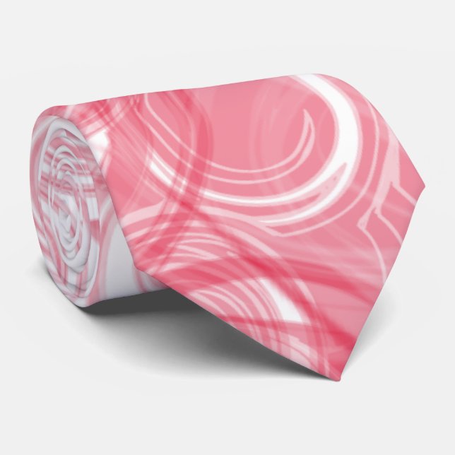 Wild Red White Spiral Abstract Business Neck Tie (Rolled)