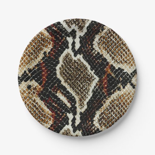 wild reptile pattern colorful python snake print paper plates