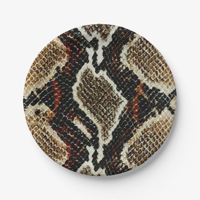 wild reptile pattern colorful python snake print paper plates (Front)