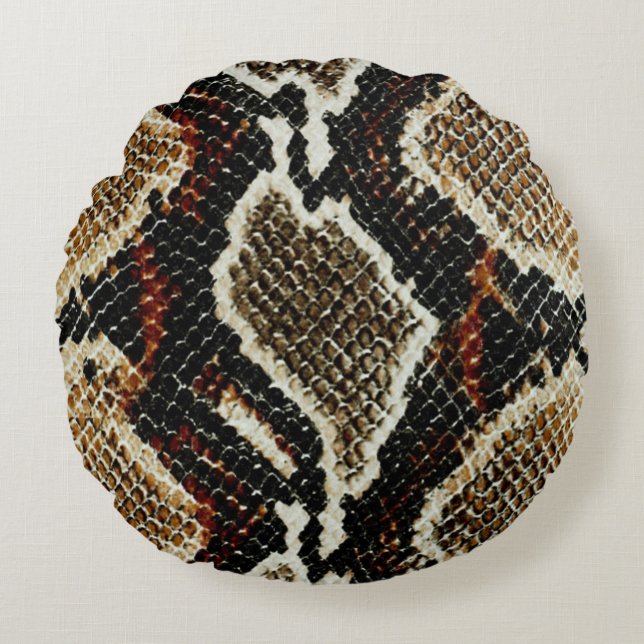 wild reptile pattern colorful python snake print round pillow (Front)