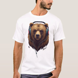 Wild Resonance – Abstract Bear with Headphones T-Shirt
