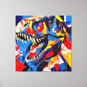 Wild Retro T-rex Dinosaur Fusion Canvas Print