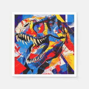 Wild Retro T-rex Dinosaur Fusion Napkins