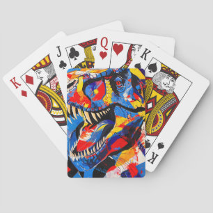 Wild Retro T-rex Dinosaur Fusion Poker Cards
