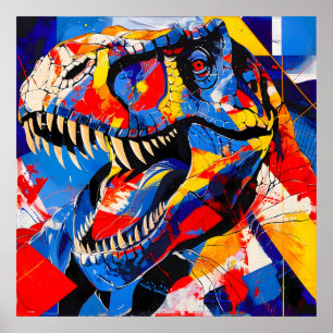 Wild Retro T-rex Dinosaur Fusion Poster