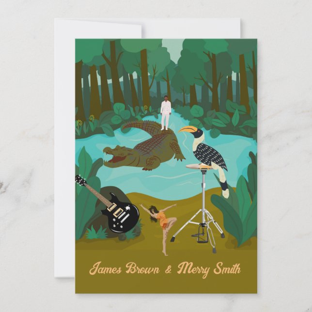 Wild River Crocodile Rock Music Wedding Invitation (Front)