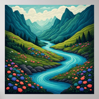 Wild River Valley in Jewel Colors 🌊 Poster