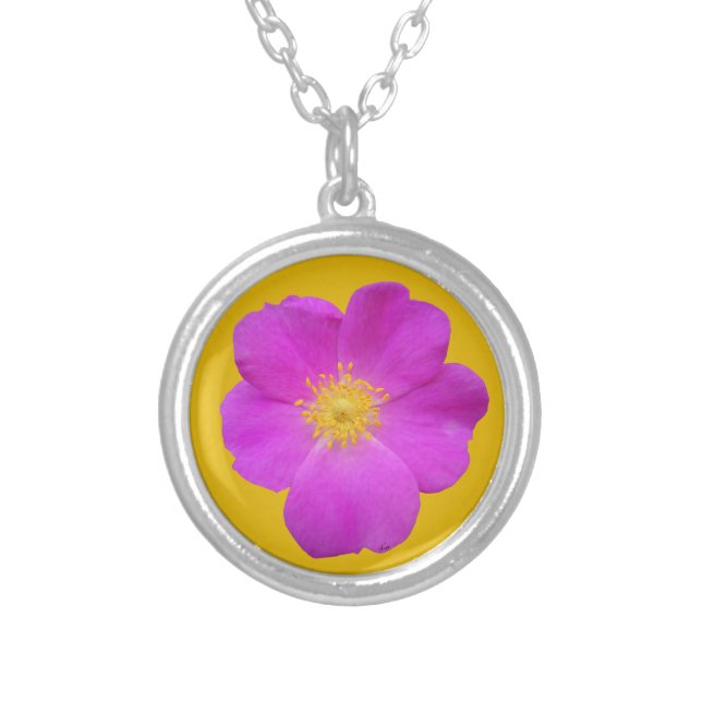 Wild Rose 2 Silver Plated Necklace (Front)