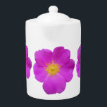 Wild Rose 2 Teapot<br><div class="desc">My painting of a wild rose blossom,  because who doesn’t love that amazing color combination!</div>