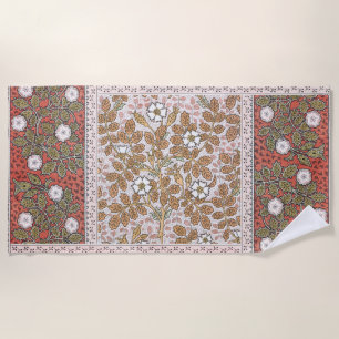 Wild Rose Art Illustration Flower Vintage Beach Towel