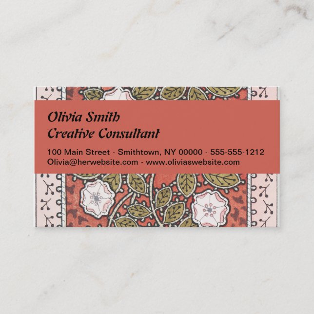 Wild Rose Art Illustration Flower Vintage Business Card (Front)