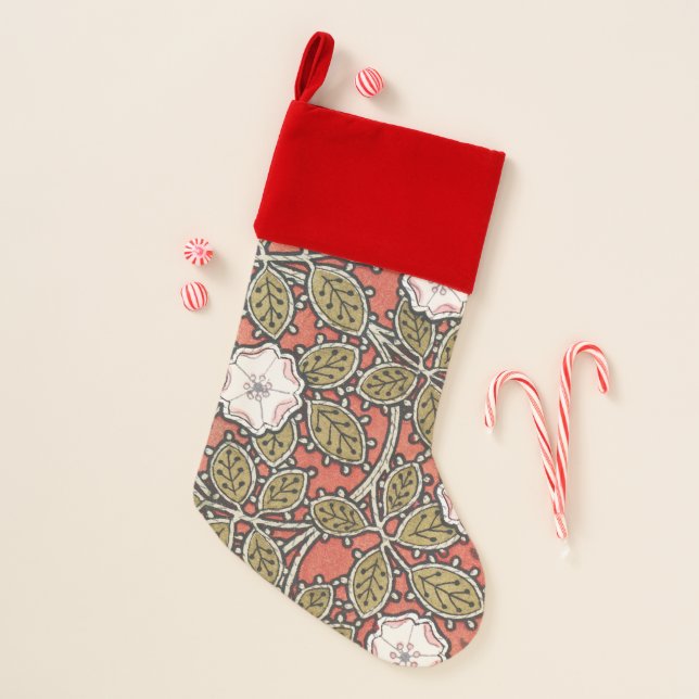 Wild Rose Art Illustration Flower Vintage Christmas Stocking (Front)