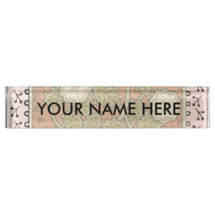Wild Rose Art Illustration Flower Vintage Desk Name Plate
